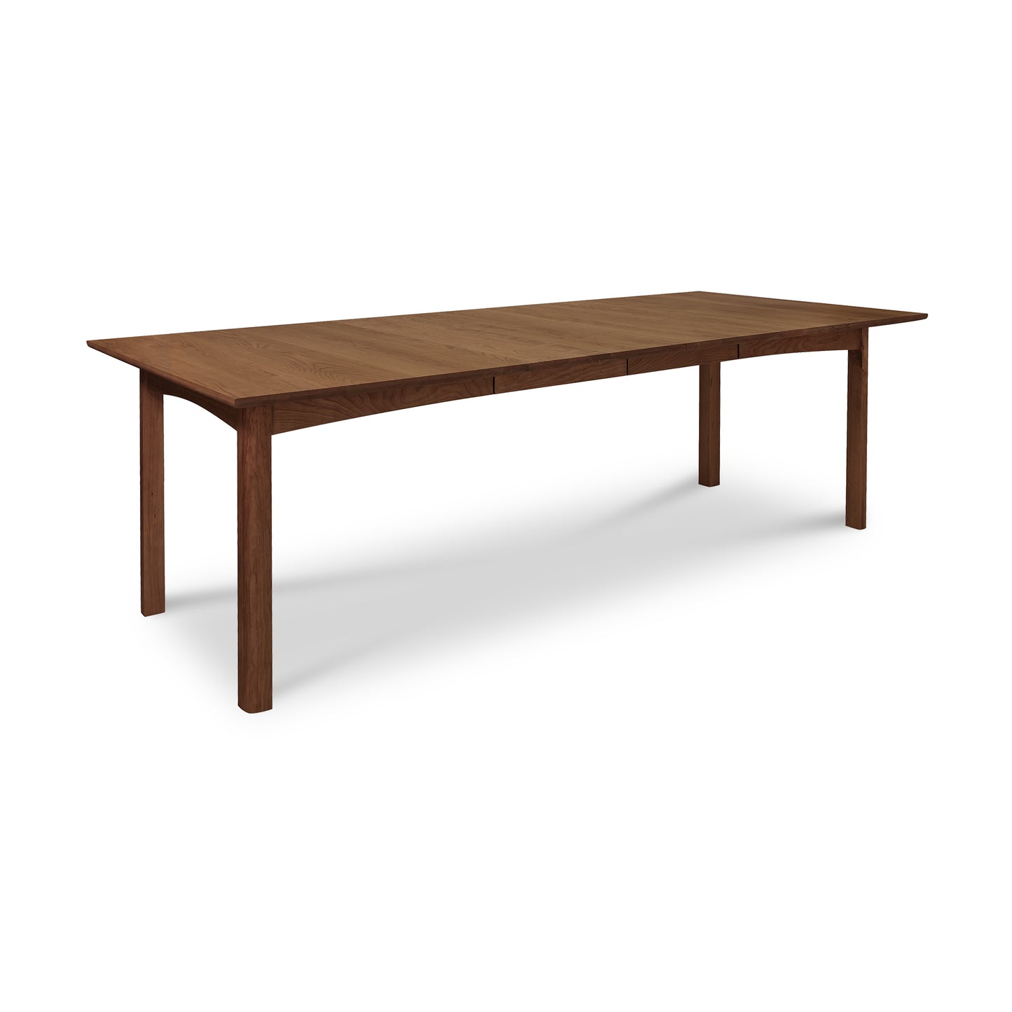 A Heartwood Shaker Extension Dining Table by Vermont Furniture Designs with a simple design and rectangular shape on a white background.