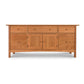 A Heartwood Shaker File Credenza by Vermont Furniture Designs with six drawers and two cabinets, isolated against a white background.