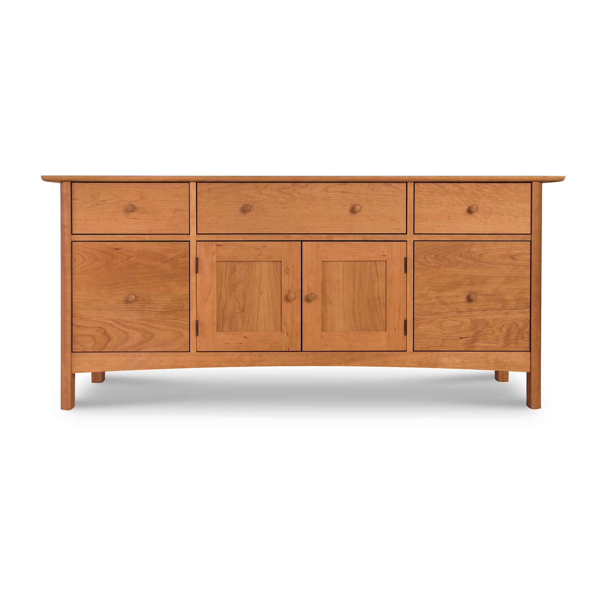 A luxury, handmade Heartwood Shaker File Credenza with drawers and doors in a shaker style by Vermont Furniture Designs.