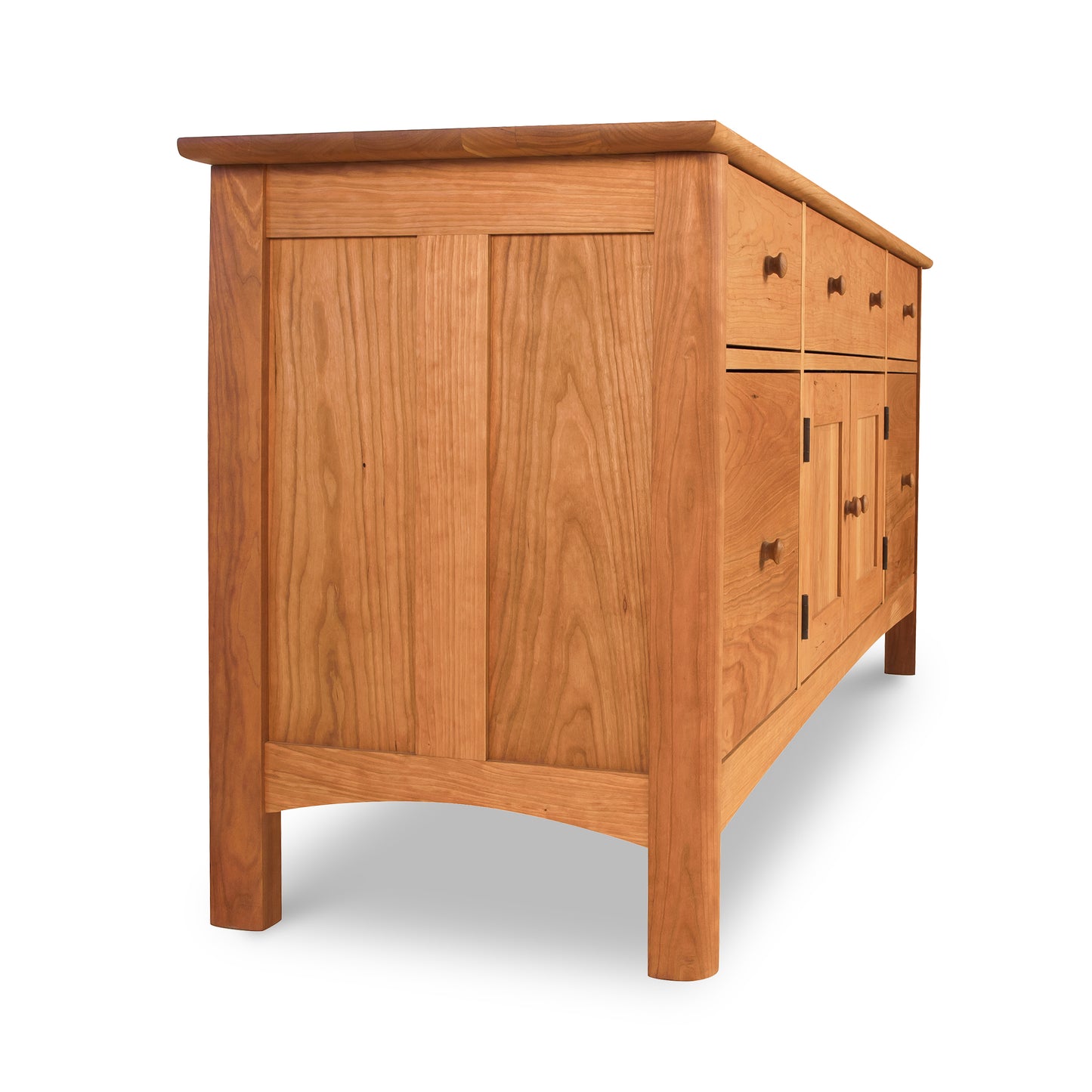 Solid hardwood Heartwood Shaker File Credenza with doors and file drawer isolated on a white background by Vermont Furniture Designs.