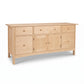 Handmade Heartwood Shaker File Credenza by Vermont Furniture Designs featuring six drawers, two doors, round knobs, and four straight legs.