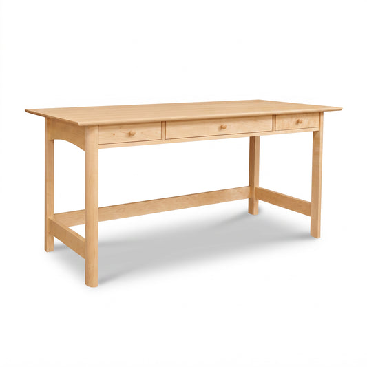 Handmade Heartwood Shaker Library Desk by Vermont Furniture Designs, solid wood with 3 drawers and classic straight legs.