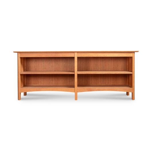 Heartwood Shaker Open Console Bookcase by Vermont Furniture Designs with two open shelves and a smooth rectangular top, crafted from solid wood.