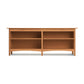 Heartwood Shaker Open Console Bookcase with two open shelves and flat top, handcrafted from eco-friendly wood by Vermont Furniture Designs.