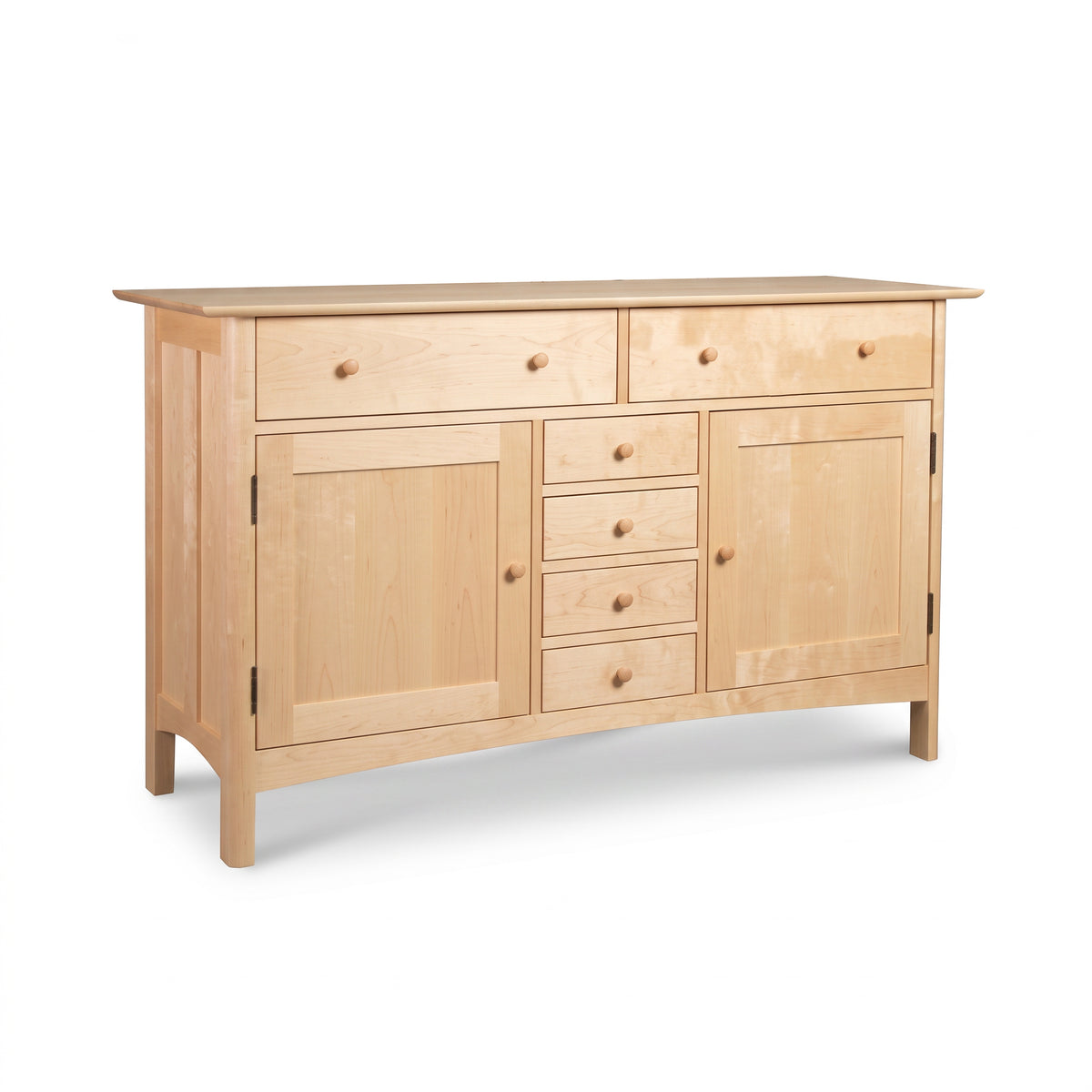 Heartwood Shaker Sideboard by Vermont Furniture Designs featuring 2 top drawers, 5 central drawers, and side cabinets.
