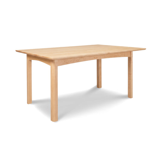 Heartwood Shaker Solid Top Dining Table by Vermont Furniture Designs, shown in a light finish with simple four-leg design, crafted in the USA.