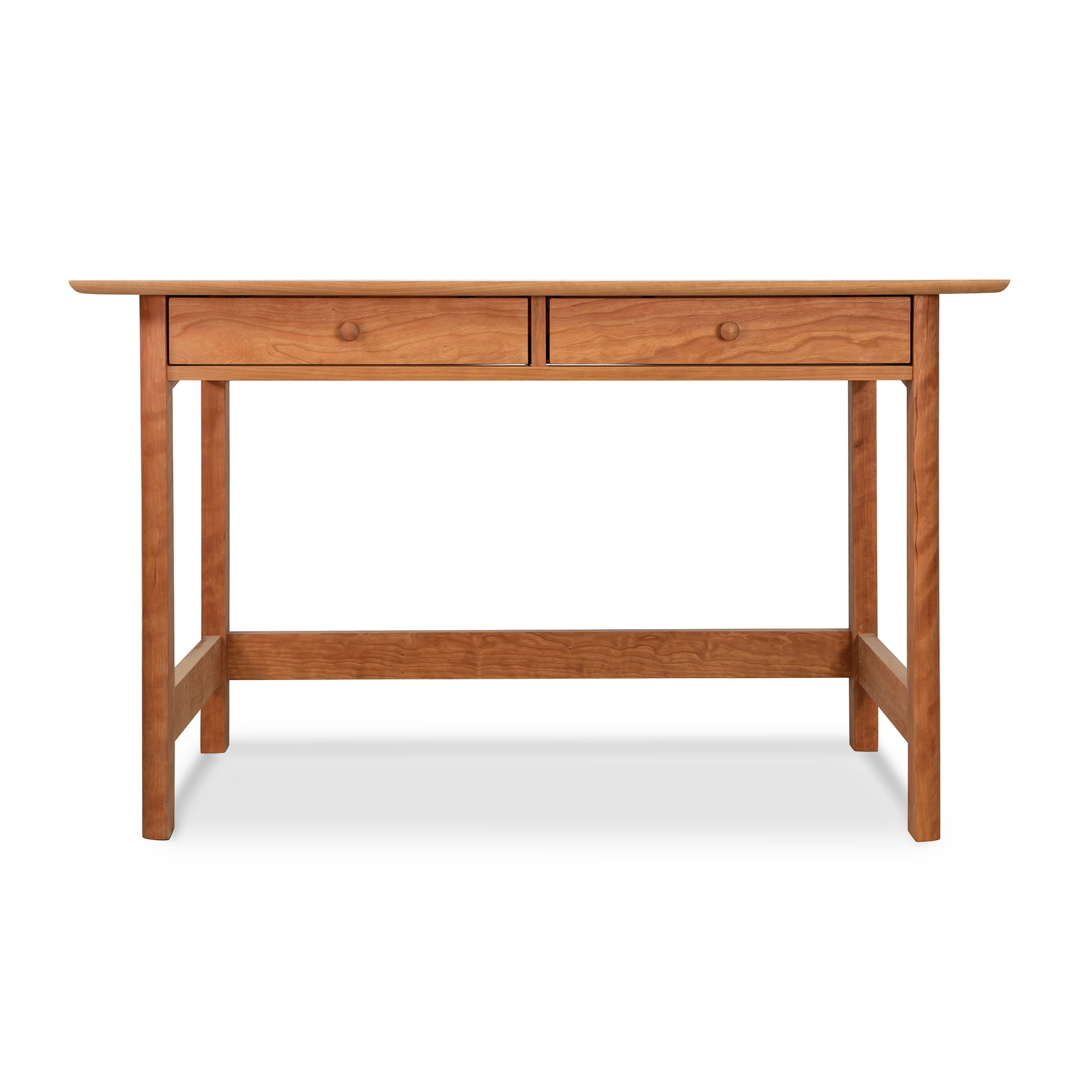 Vermont Furniture Designs Heartwood Shaker Writing Desk with two drawers against a white background.