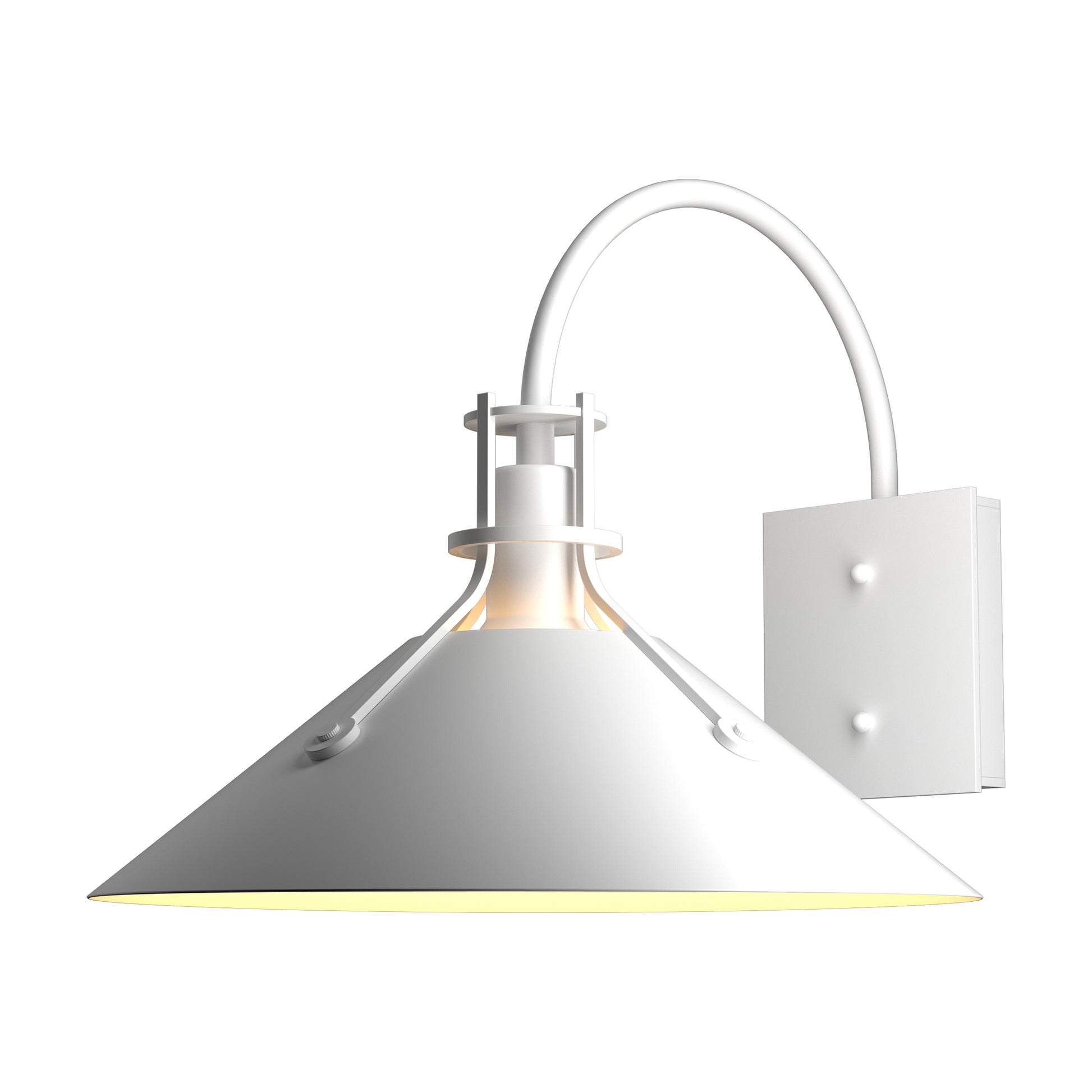 Henry Large Dark Sky Friendly Outdoor Sconce by Hubbardton Forge, showcasing its wide conical shade and elegant curved arm craftsmanship.