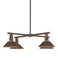 Hubbardton Forge Henry Outdoor 4-Light Pendant with four industrial cone-shaped brown metal shades, showcasing modern American craftsmanship.