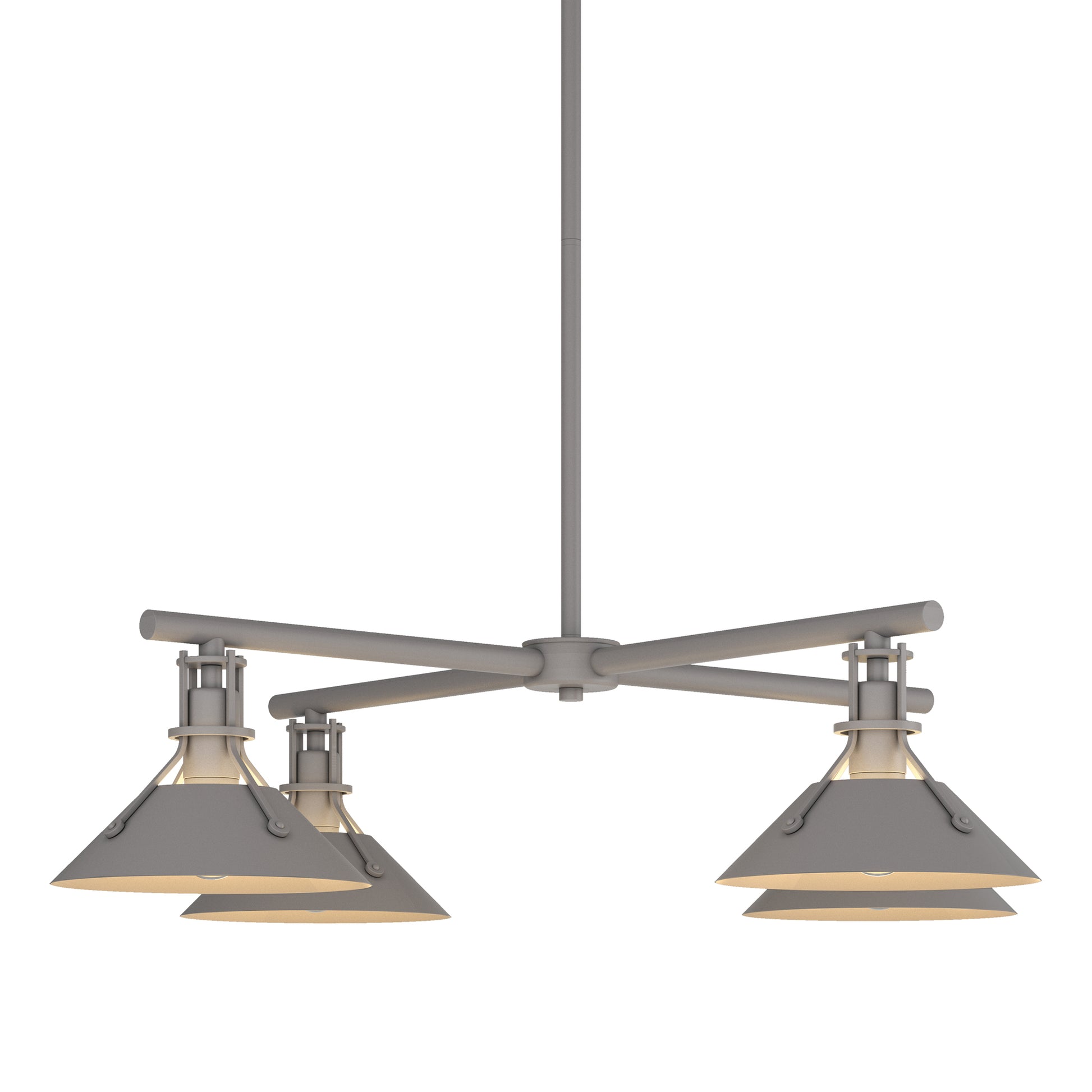 Hubbardton Forge Henry Outdoor 4-Light Pendant with industrial gray metal finish and modern design, showcasing premium craftsmanship and contemporary style.