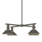 Henry Outdoor 4-Light Pendant by Hubbardton Forge with industrial design, featuring dark metal cone shades and a straight rod.