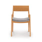 Gray cushioned Copeland Furniture Iso Chair with straight backrest, crafted from sustainably sourced hardwoods.
