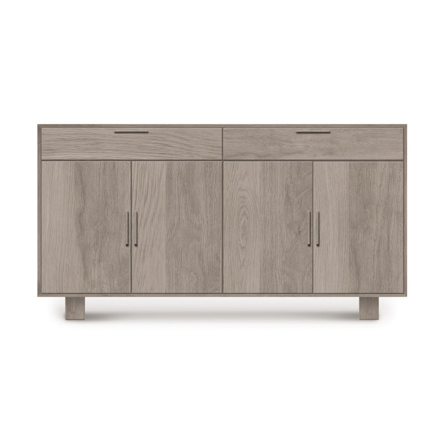 A modern Copeland Furniture Iso 4 Door, 2 Drawer Buffet with two drawers and two doors on short legs against a white background.