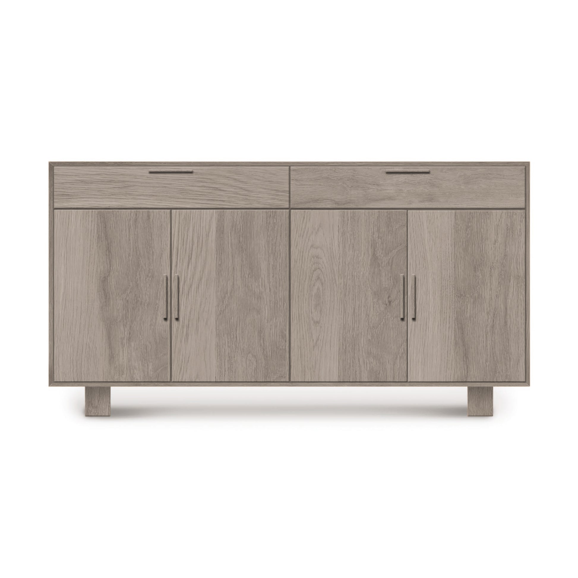 A modern Copeland Furniture Iso 4 Door, 2 Drawer Buffet with two drawers and two doors on short legs against a white background.