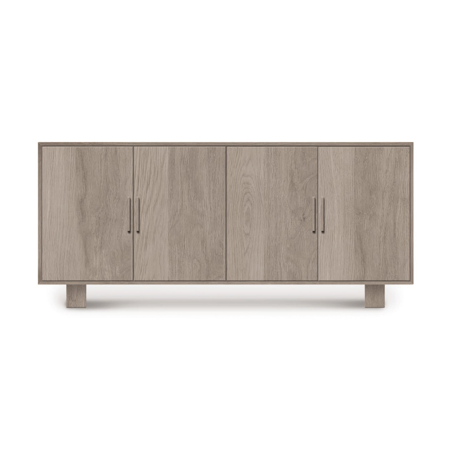 Mid-century modern Copeland Furniture Iso 4-Door Buffet with four doors and short legs, isolated on a white background.