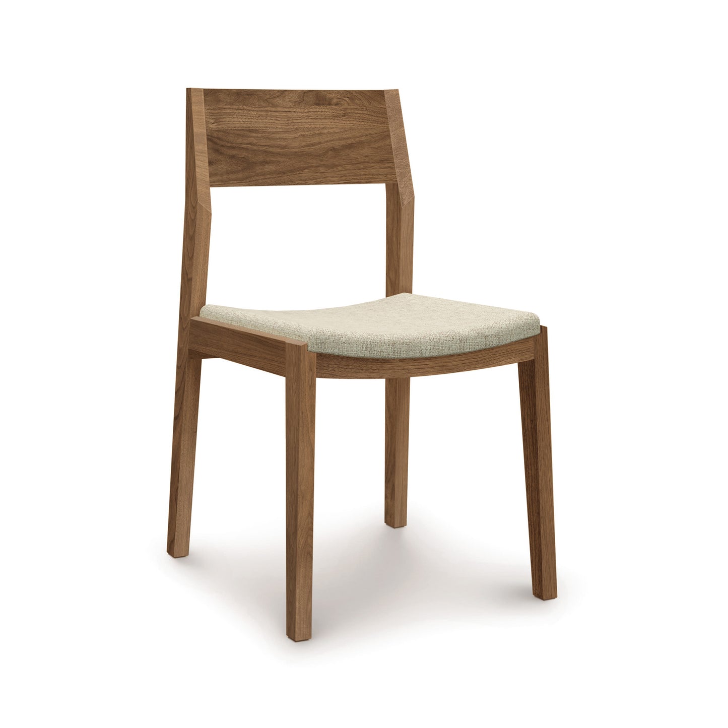 Copeland Furniture Iso Walnut Chair 6-Piece Set crafted from solid hardwood with beige cushions, showcasing elegant American-made design.
