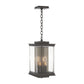 Kingston Outdoor Large Lantern by Hubbardton Forge with black metal and glass frame, showcasing two candle-style bulbs.