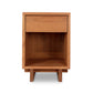 A Vermont Furniture Designs Kipling 1-Drawer Enclosed Shelf Nightstand with a single drawer and open shelf on a white background.