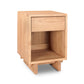 A Vermont Furniture Designs Kipling 1-Drawer Enclosed Shelf Nightstand with an open storage compartment and a single closed drawer, isolated on a white background.