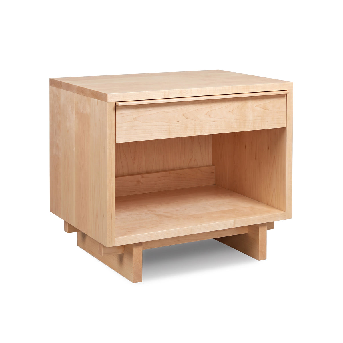 Kipling 1-Drawer Enclosed Shelf Wide Nightstand by Vermont Furniture Designs, featuring a single drawer and spacious enclosed shelf in wood finish.