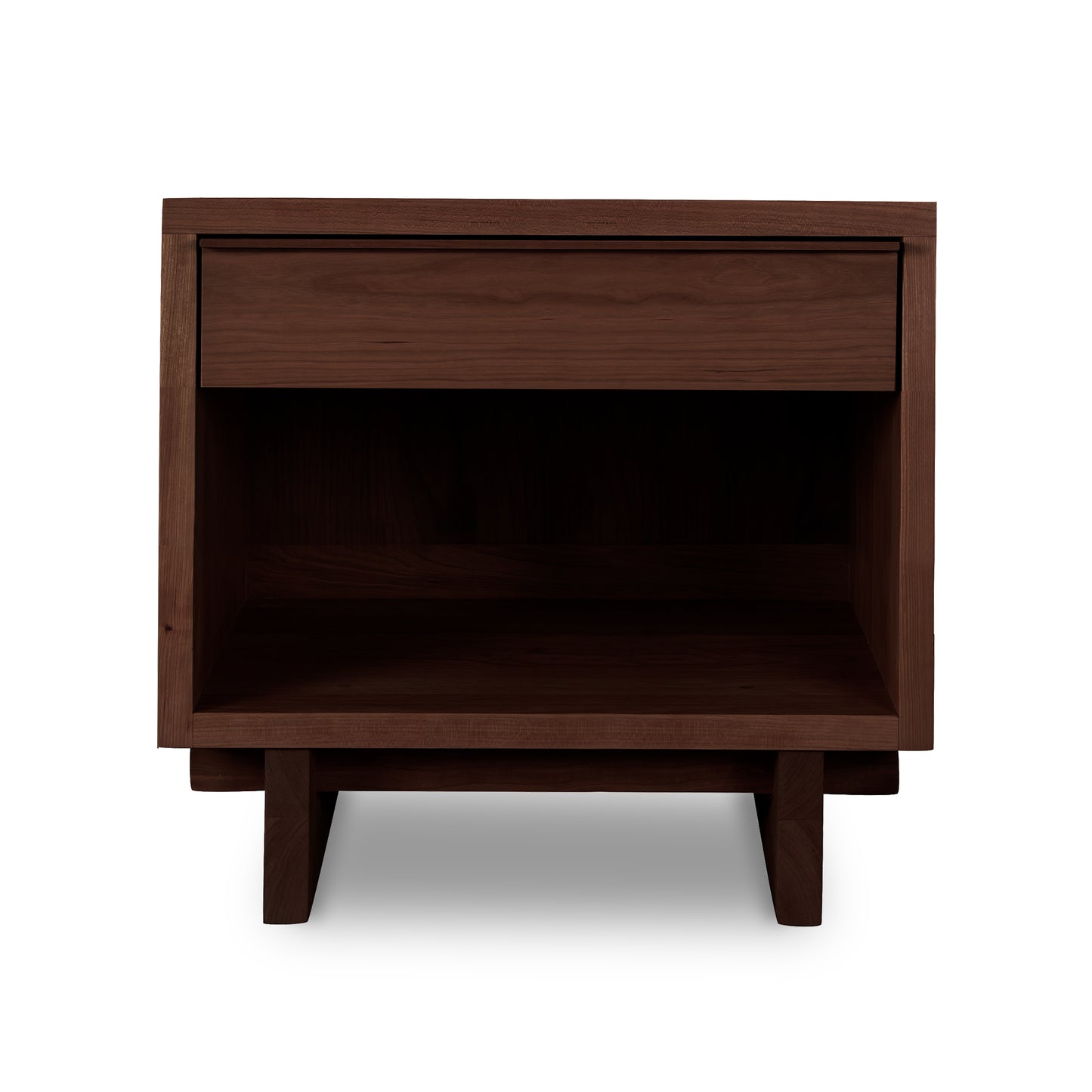 A Vermont Furniture Designs Kipling 1-Drawer Enclosed Shelf Wide Nightstand with two drawers and a shelf.