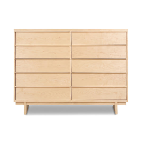 10-drawer Kipling Dresser by Vermont Furniture Designs, showcasing a minimalist silhouette with a natural finish and flat base.