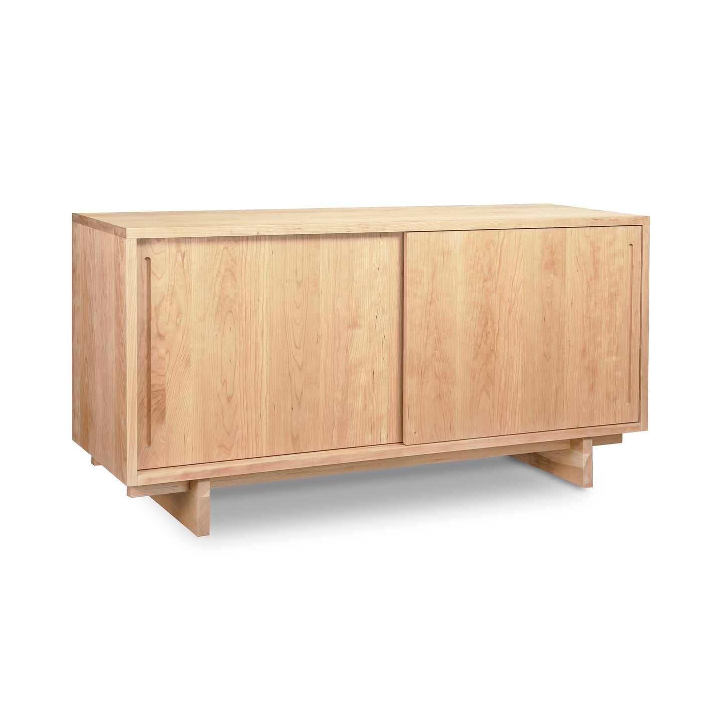 Kipling 2-Door Media Console by Vermont Furniture Designs in modern light wood, with sleek sliding doors and a rectangular silhouette.