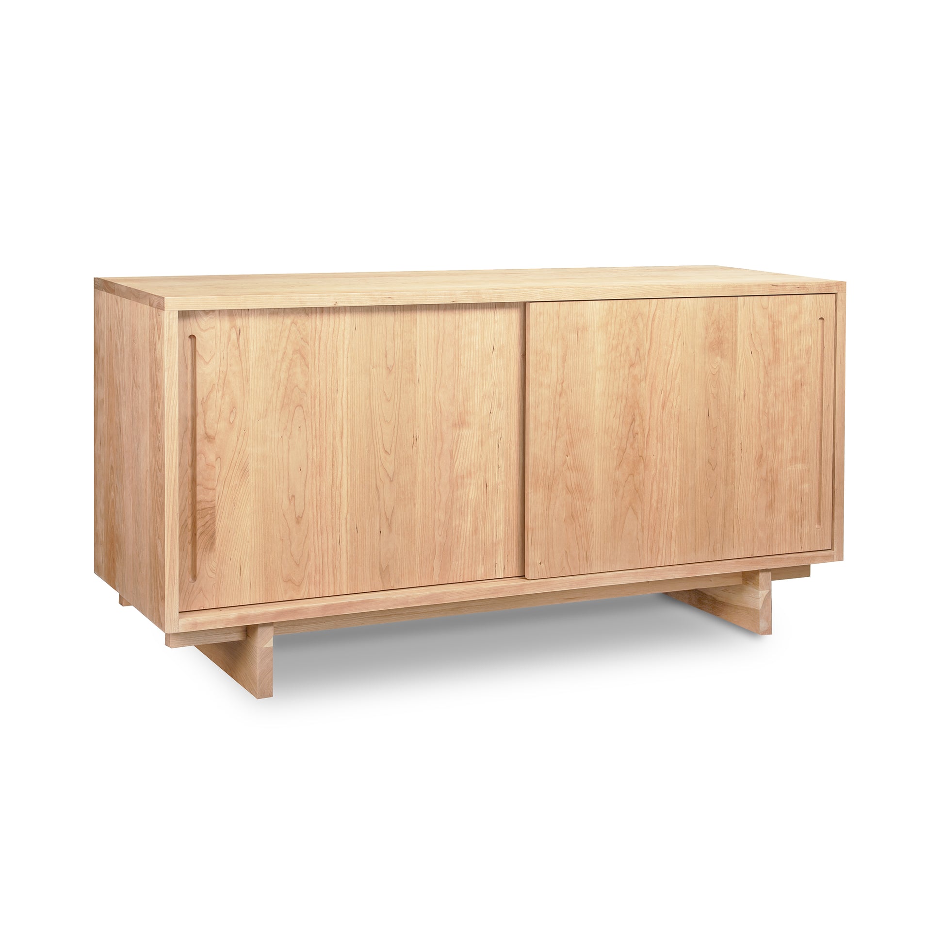 Kipling 2-Door Media Console by Vermont Furniture Designs in modern light wood, with sleek sliding doors and a rectangular silhouette.