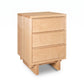 Vermont Furniture Designs Kipling 3-Drawer Nightstand in a light wood finish, showcasing minimalist, American-made craftsmanship and ample storage.