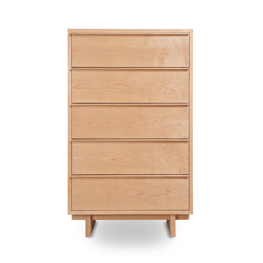 Kipling 5-Drawer Chest by Vermont Furniture Designs in light wood, featuring a sleek handleless design and short legs, crafted in the USA.