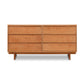 Kipling 6-Drawer Dresser by Vermont Furniture Designs showcasing a minimalist style with natural finish and modern design, offering ample storage.