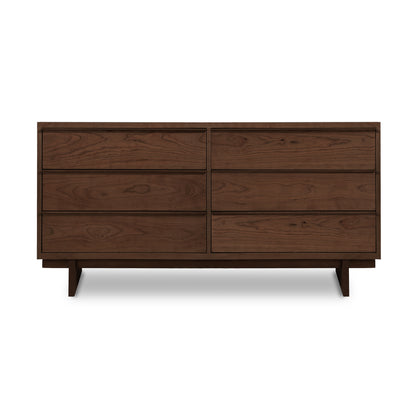 Kipling 6-Drawer Dresser by Vermont Furniture Designs, showcasing a sleek minimalist design with dark wood and handle-free finish for ample storage.