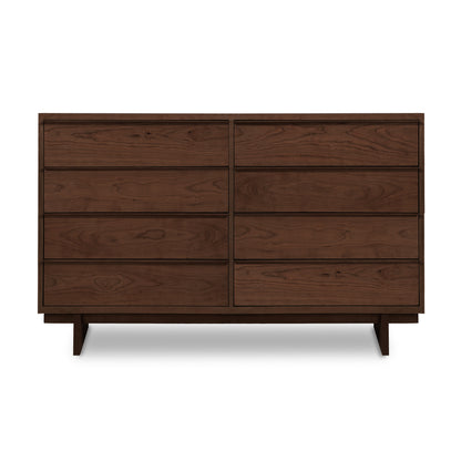 Kipling 8-Drawer Dresser with dark brown finish, featuring eight solid wood drawers in two columns for lasting elegance from Vermont Furniture Designs.