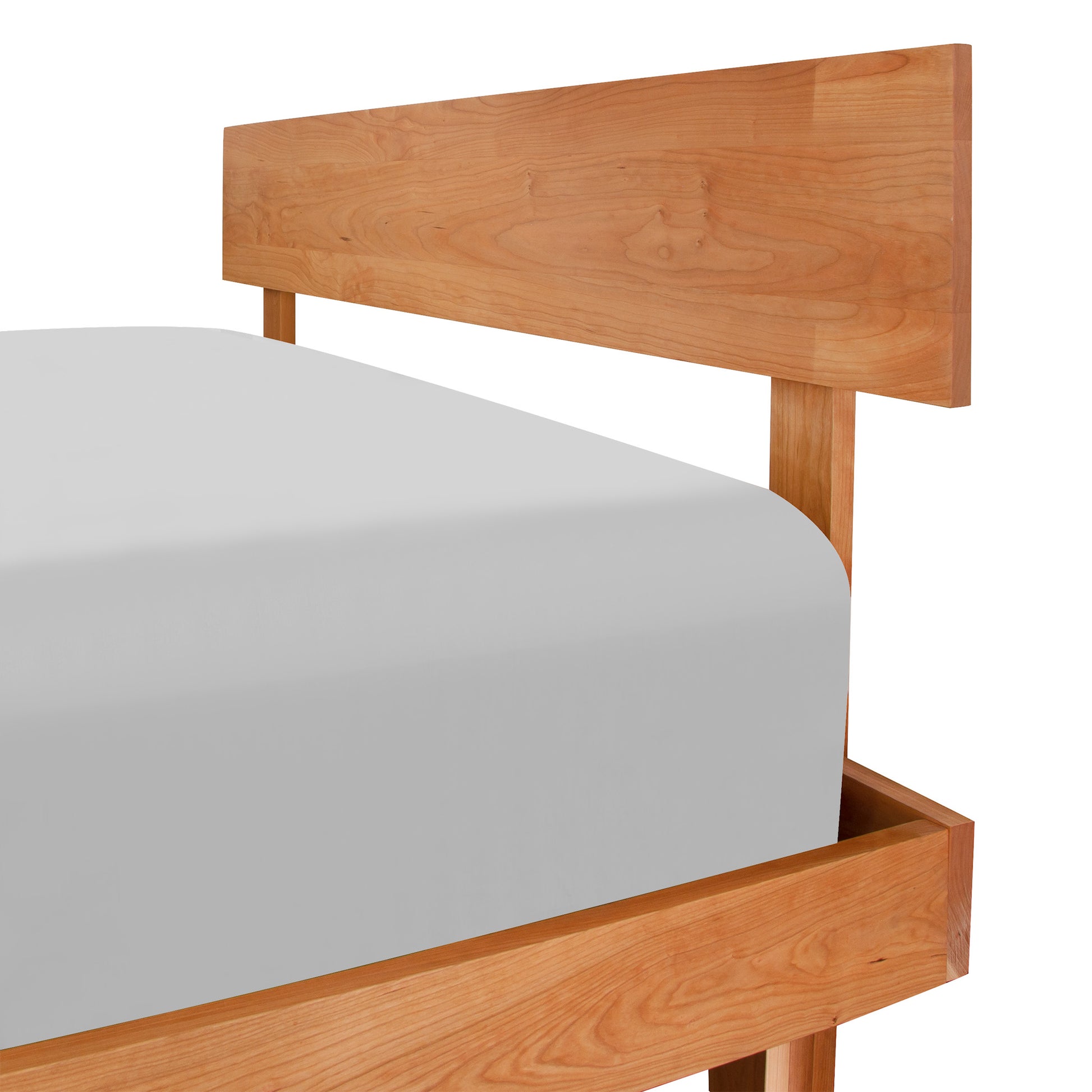 Solid wood Vermont Furniture Designs Kipling Platform Bed with a single mattress, isolated on a white background.