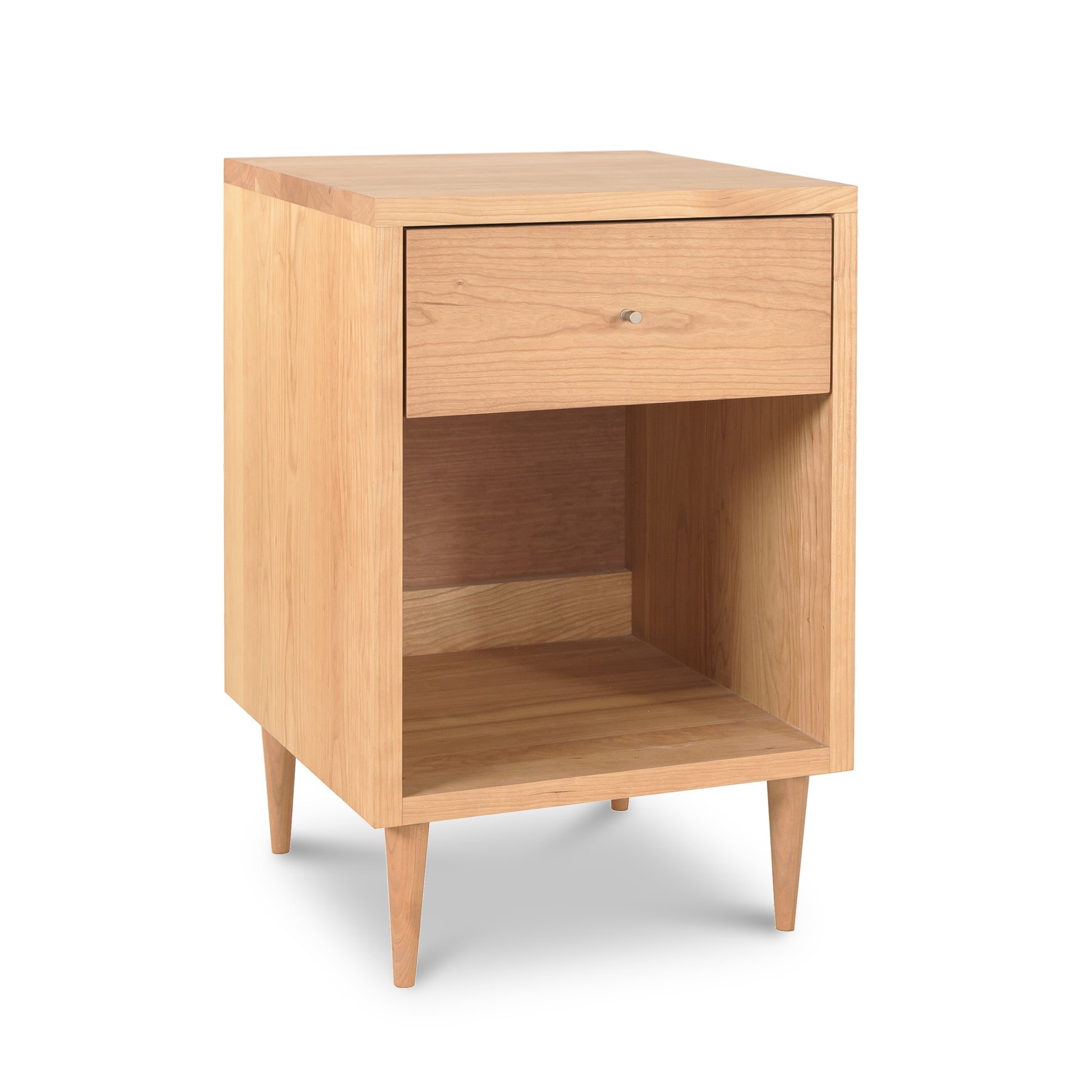 Larssen 1-Drawer Enclosed Shelf Nightstand by Vermont Furniture Designs featuring solid wood construction and modern design details.