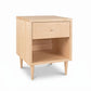 Larssen 1-Drawer Enclosed Shelf Nightstand by Vermont Furniture Designs in light wood, showcasing mid-century modern craftsmanship and American-made quality.