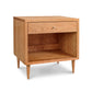 A small wooden Larssen 1-Drawer Wide Nightstand from the Vermont Furniture Designs with a drawer.