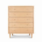 Larssen 5-Drawer Wide Chest by Vermont Furniture Designs in light wood with tapered legs and round knobs, expertly crafted in America.