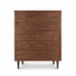 Larssen 5-Drawer Wide Chest by Vermont Furniture Designs, mid-century modern style with slender legs and round metal knobs, crafted in the USA.