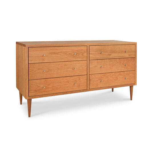 Mid-century modern design Larssen 6-Drawer Dresser by Vermont Furniture Designs on a white background.