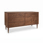 Larssen 6-Drawer Dresser by Vermont Furniture Designs in solid wood with round metal knobs and tapered legs, handcrafted American made furniture.