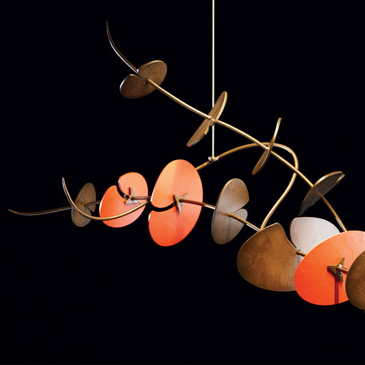 Lily LED Pendant by Hubbardton Forge with handcrafted gold branches and integrated LEDs, showcasing elegant craftsmanship and modern design.