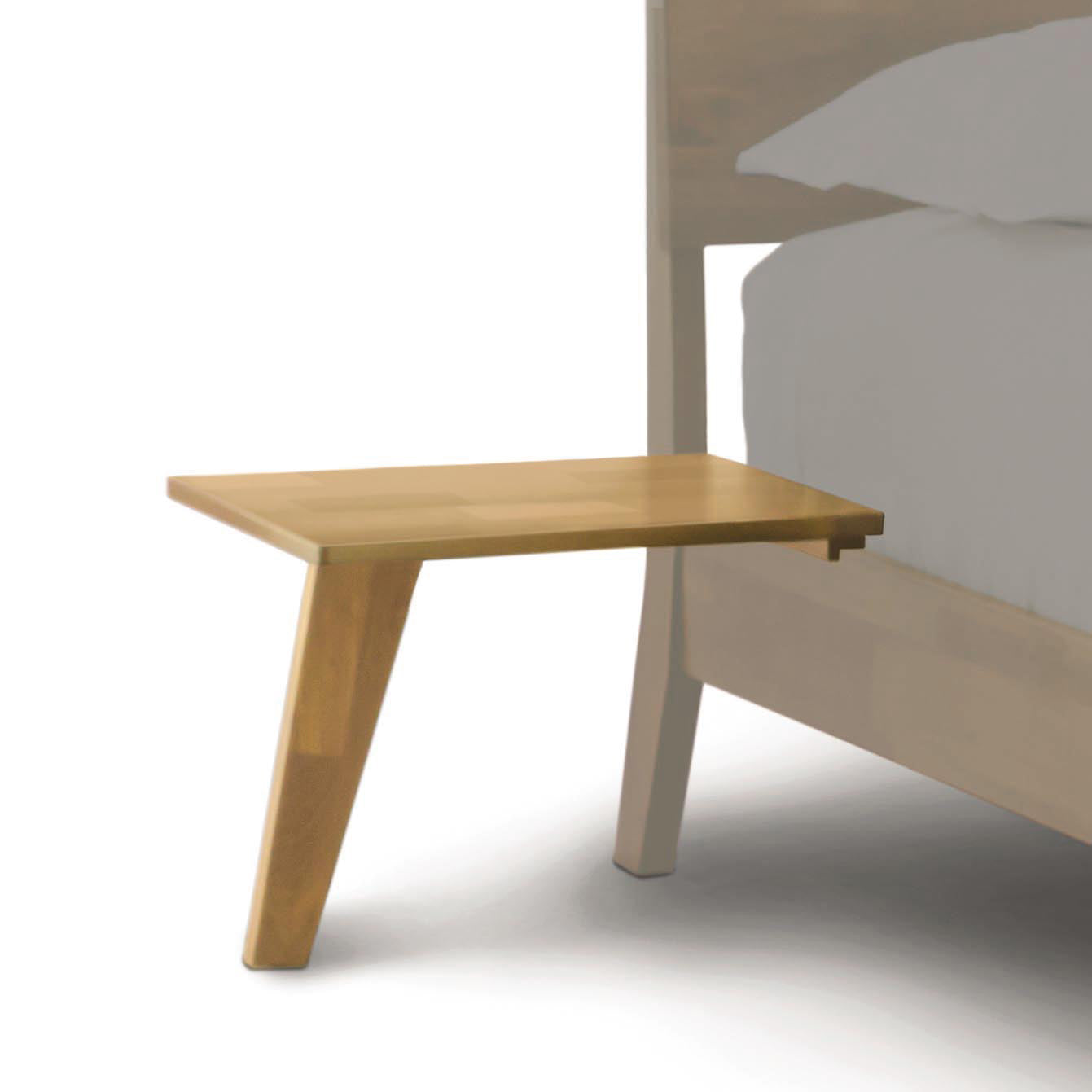 Minimalist Copeland Furniture Linn Attached Nightstand made of solid hardwood featuring a unique left-side slanted leg.