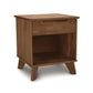 A sustainable Linn 1-Drawer Enclosed Shelf Nightstand, crafted by Copeland Furniture.
