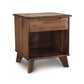 A sustainable Linn 1-Drawer Enclosed Shelf Nightstand from Copeland Furniture with a drawer on top.