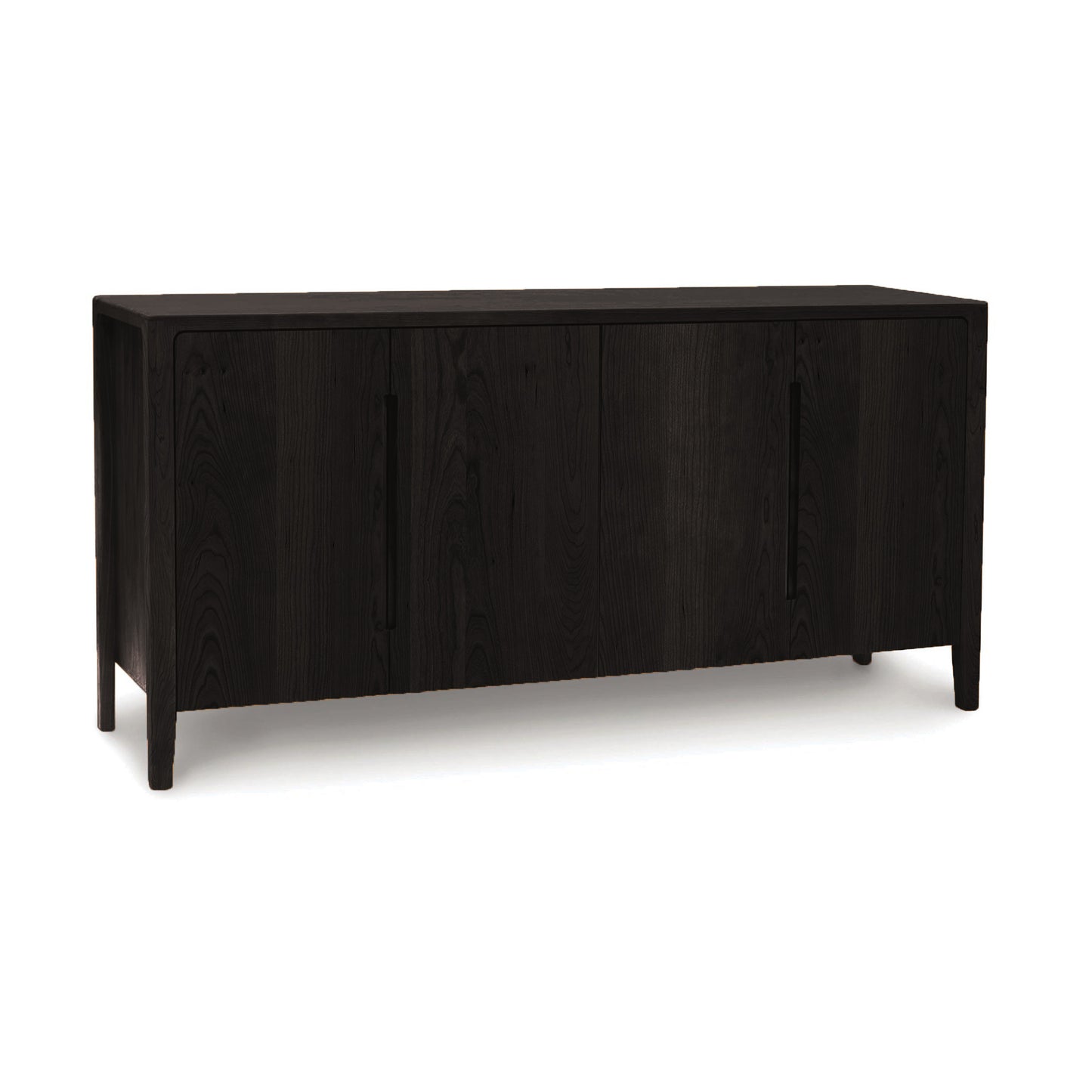 Copeland Lisse Buffet in rich dark wood with three doors, slim handles, and short legs. Expertly crafted, American made quality furniture.