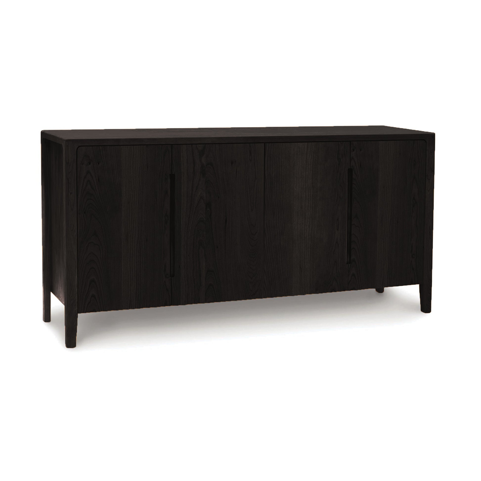 Copeland Lisse Buffet in rich dark wood with three doors, slim handles, and short legs. Expertly crafted, American made quality furniture.