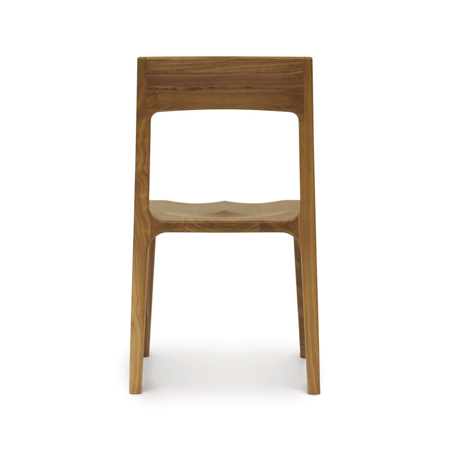 A wooden chair on a white background.