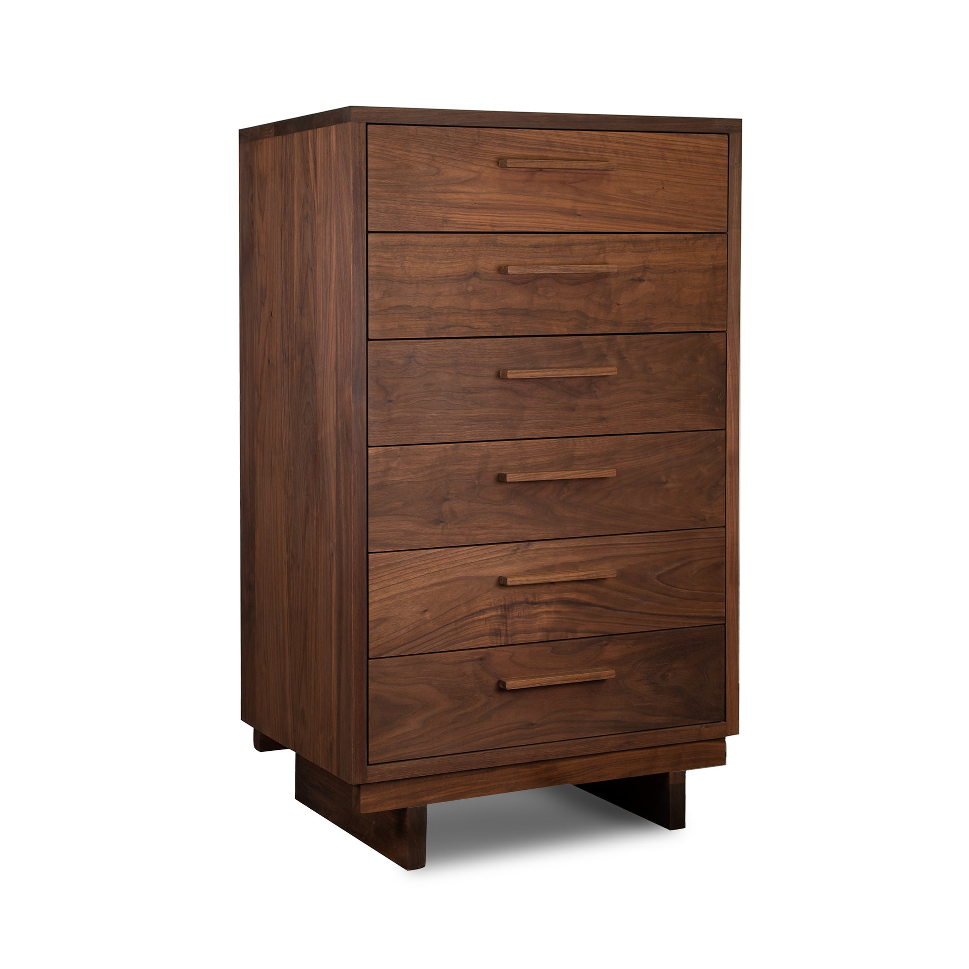 A modern chest of drawers with wooden drawers.