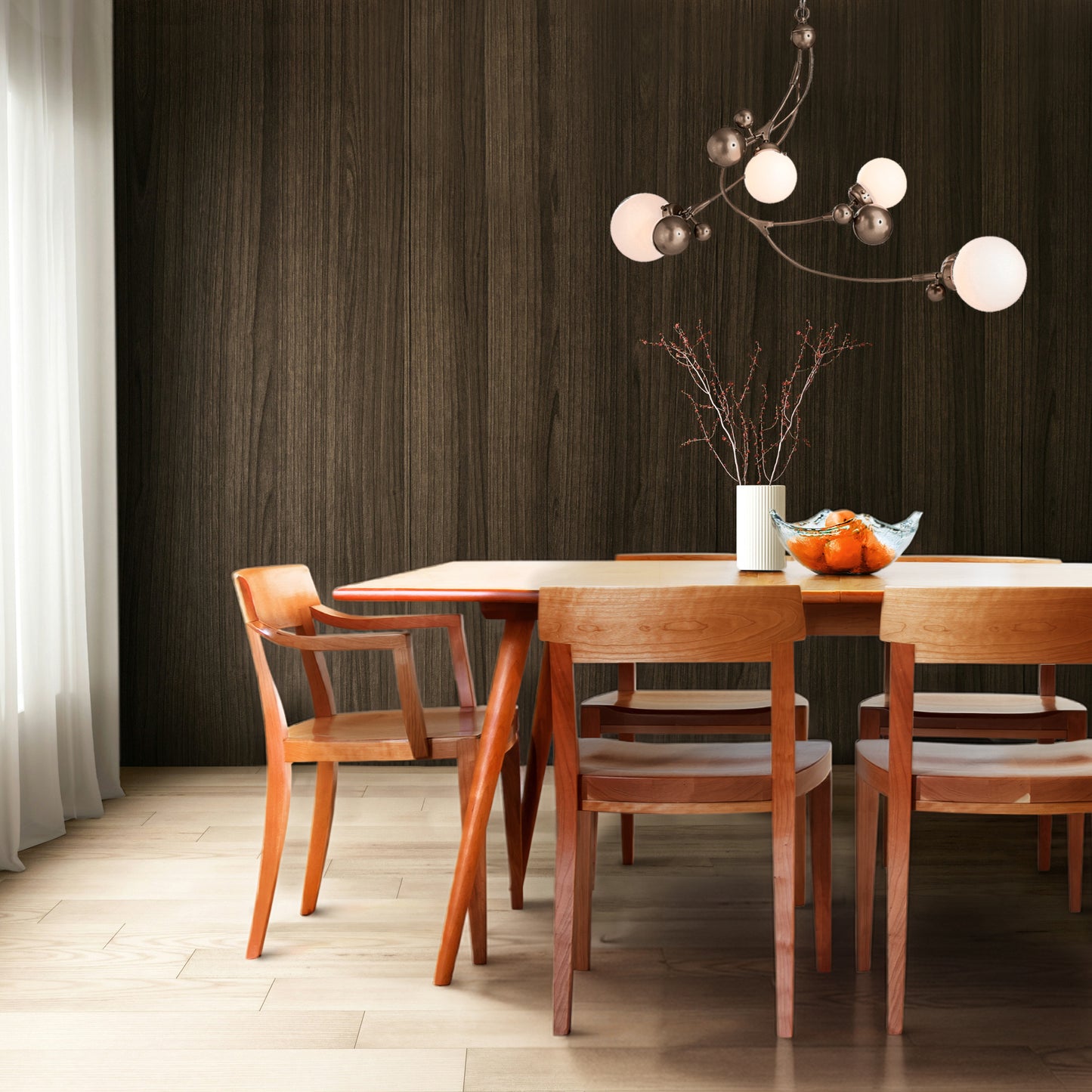 Vermont Woods Studios Ludlow Chair in solid wood is showcased beside a matching table, highlighting American craftsmanship and quality design.